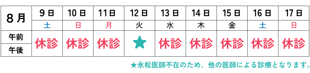 お盆の休診